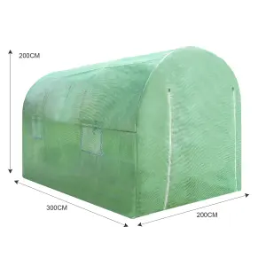 Polytunnel Greenhouse Walk In Galvanised Windows Doors Growhouse PE Cover Diameter  3 x 2m