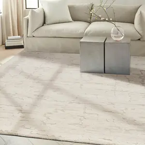 Ivory Abstract Rug Handmade Luxurious Modern Wool Rug for Living Room and Bedroom-160cm X 221cm