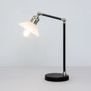 Litecraft Aya 1 Light Satin Nickel Industrial Style Table Lamp