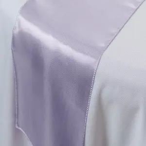 Neel Blue 11x 108 Inch Plain Satin Silk Table Runner, Lavender