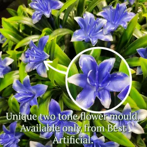 Best Artificial 28cm Blue Lily Hanging Basket Flower Topiary Ball - Suitable for Outdoor Use - Weather & Fade Resistant