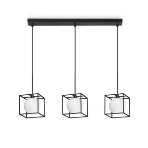 Ideal Lux Lingotto 3 Suspension Light Bar Pendant Ceiling Light Matte Black