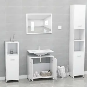 Berkfield Bathroom Furniture Set White Engineered Wood