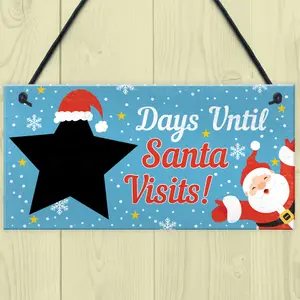 Red Ocean CHALKBOARD Christmas Santa Countdown Hanging Family Sign Advent Welcome Tree Wall Decoration