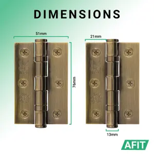 AFIT Florentine Bronze Door Hinges - 3 Inch / 76mm  Internal Fire Door Hinges - 1.5 Pairs