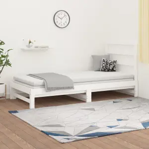 Berkfield Pull-out Day Bed White 2x(90x200) cm Solid Wood Pine