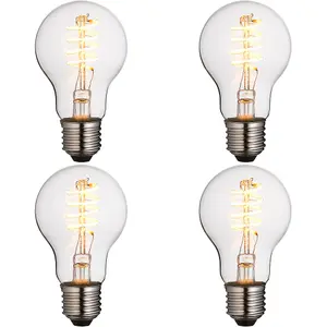 4 PACK Clear Glass 4W E27 GLS LED Light Bulb - Dimmable Warm White - 265lm 2200k