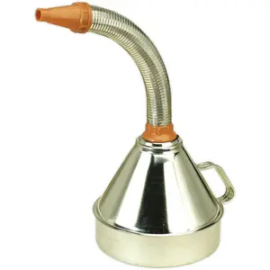 200mm Metal Funnel with Brass Filter and Flexible Spout for Easy Pouring