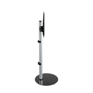 AVF Eno 60cm Pedestal TV Stand, for TVs 32-55" - Silver & Black Glass