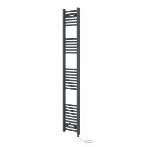 Rinse Bathrooms Electric Heated Towel Rail Curved Anthracite Bathroom Towel Radiator 1800x300mm - 800W