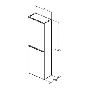 Ideal Standard i.life S Tall Matt Coffee brown Oak effect Single Wall-mounted Bathroom Cabinet (H)120cm (W)40cm