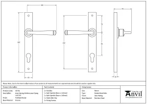 From The Anvil Polished Bronze Avon Slimline Lever Espag. Lock Set