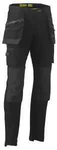 BISLEY WORKWEAR FLX & MOVE STRETCH UTILITY CARGO TROUSER WITH HOLSTER TOOL POCKETS BLACK 40S