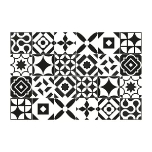 24 Pieces 15x15cm Ross Black and White Tile Stickers