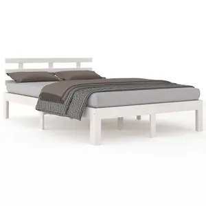 Berkfield Bed Frame White Solid Wood 120x200 cm