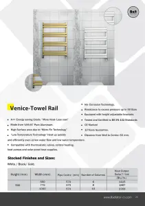 Aluminium Towel rail. compatible with heat pump. energy efficient. Black. Model: Venice. Height: 1000mm.width :500 mm