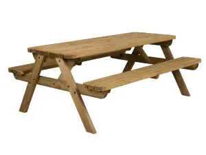 Fortem Rounded Pub Style Picnic Table Benches Set (6ft, Rustic brown)