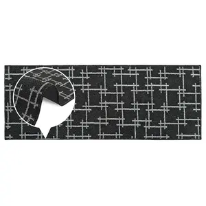 JVL Vector Machine Washable Latex Backed Runner Doormat, 57x150cm, Black