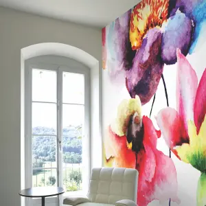 Origin Murals Watercolour Flowers Matt Smooth Paste the Wall Mural 350cm wide x 280cm high