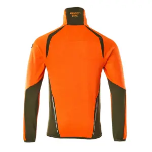 Mascot Accelerate Safe Microfleece Jacket with Half Zip (Hi-Vis Orange/Moss Green)  (XXX large)