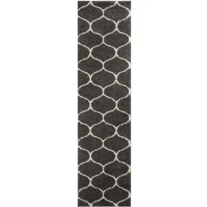 Myshaggy Collection Rugs Trellis Design in Dark Grey 384D