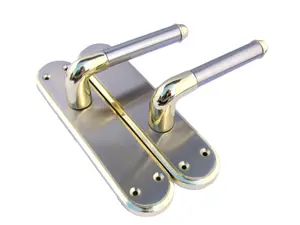 Two Tone Lever Latch Handle Brass and Satin