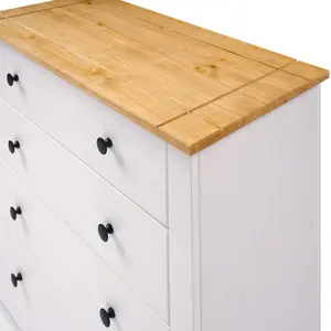 Panama 4 Drawer Chest in White and Natural Wax Finish