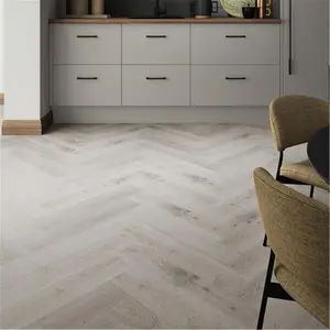 PACK OF 10 (Total 10 Units) - Premium 5mm Thick Limed Oak Herringbone Flooring - 126mm (W) x 630mm (L)