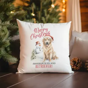 Poly Linen Christmas Cushions Retriever Design 60cm x 60cm