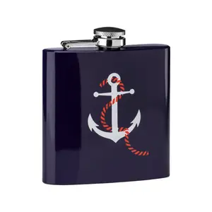 Maison by Premier Auden Blue Finish Hip Flask  With Anchor Design