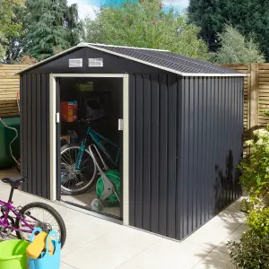 Rowlinson Trentvale 8x6 Metal Apex Shed Dark Grey with Assembly