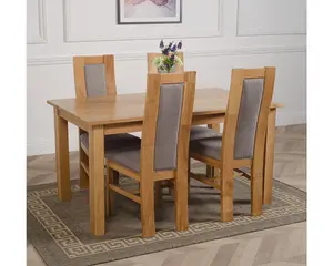 Oslo 150 x 90 cm Medium Oak Dining Table and 4 Chairs Dining Set with Stanford Chairs