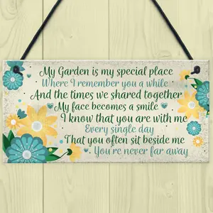 Red Ocean Garden In Memory Of Mum Nan Friend Memorial Gifts Poem Sign Hanging Wall Shed Memorial Plaque Keepsake