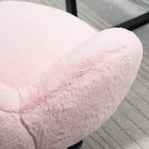 HOMCOM Fluffy Leisure Chair Office Chair with Backrest Armrest Wheels Pink