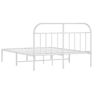 Berkfield Metal Bed Frame with Headboard White 150x200 cm