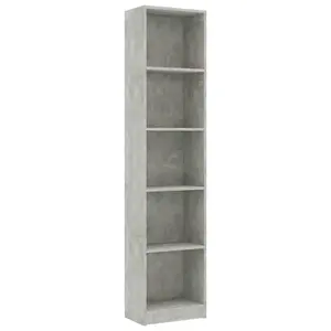 Berkfield 5-Tier Book Cabinet Concrete Grey 40x24x175 cm Engineered Wood