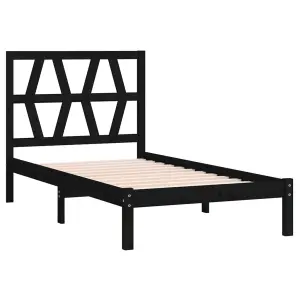 Berkfield Bed Frame Black Solid Wood Pine 100x200 cm