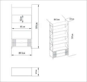 Decorotika Frida Luxury 5-tier Bookcase Shelving Unit with Cabinet