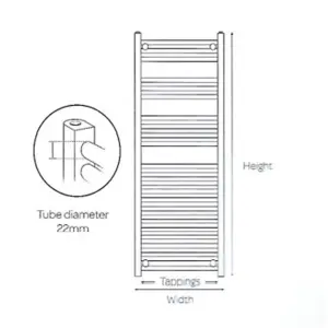 1600mm (H) x 500mm (W) - Vertical CURVED - 22mm - Chrome - Bathroom Towel Rail - (Clifton Rail) -(1.6m x 0.5m)