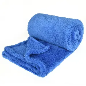 EHC Teddy Super Soft Fleece Warm Throw Thermal Sofa Blanket 130 x 170cm - Blue