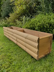 Wooden Garden Planter Box Plant Trough Log Design (W)120cm(H)26.5cm(D)23.5cm