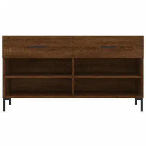 Berkfield Shoe Bench Brown Oak 102x35x55 cm Engineered Wood