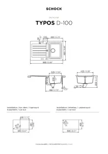 Schock Composite Granite  Typos 1.0 Bowl & Drainer Volcan Inset Kitchen Sink - TYPD10053