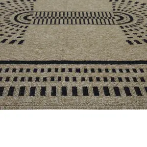 Beige Modern Indoor Outdoor Washable Weather Resistant Rug 120cm x 170cm