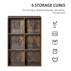 HOMCOM Cubic Cabinet Bookcase Storage Shelves for Home Office, Rustic Brown