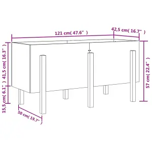 Berkfield Garden Raised Bed Grey 121x50x57 cm Solid Wood Pine