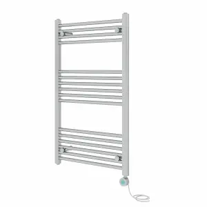 Rinse Bathrooms Prefilled Electric Thermostatic Heated Towel Rail Bathroom Radiator Straight with 600W Timer Chrome 1000x600mm