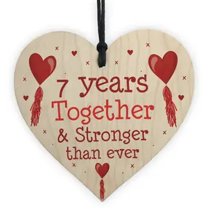 7th Anniversary Gift Wood Heart Perfect Gift For Husband And Wife Him Her Keepsake