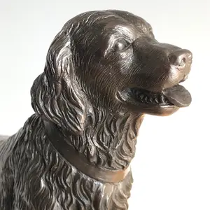 Golden Retriever on Rocks dog figurine in solid cold cast bronze