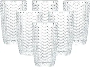 simpa 380ml Chevron Arrow Highball Drinking Glasses, Set of 6